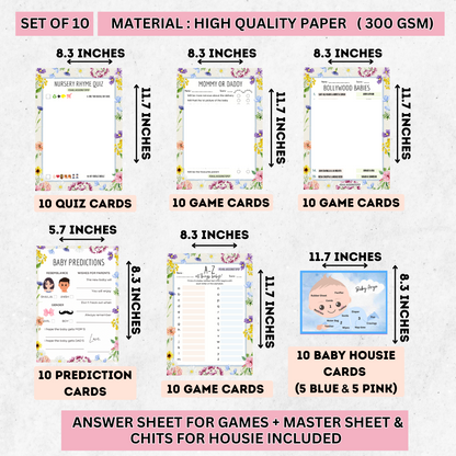 Miracle Garden Theme Baby Shower Games Bundle (Pack Of 6 Games)