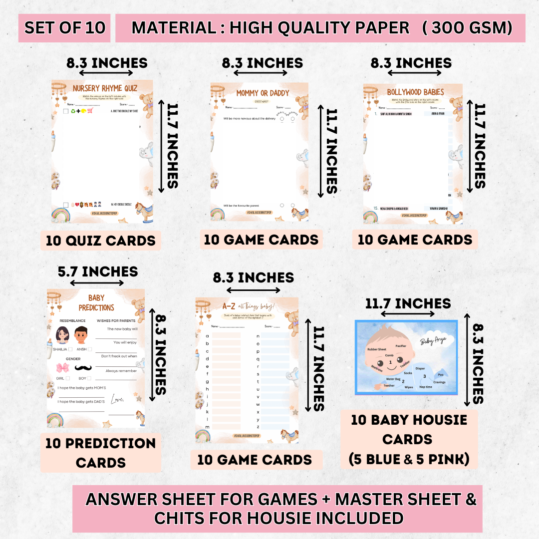 Rustic Baby Nursery Theme Baby Shower Games Bundle (Pack Of 6 Games)