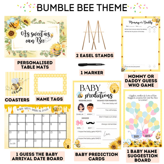 Bumble Bee Theme Baby Shower Kit