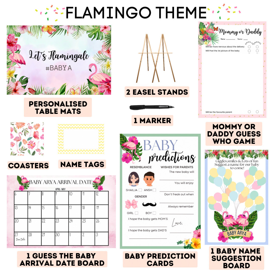 Flamingo Theme  Baby Shower Kit