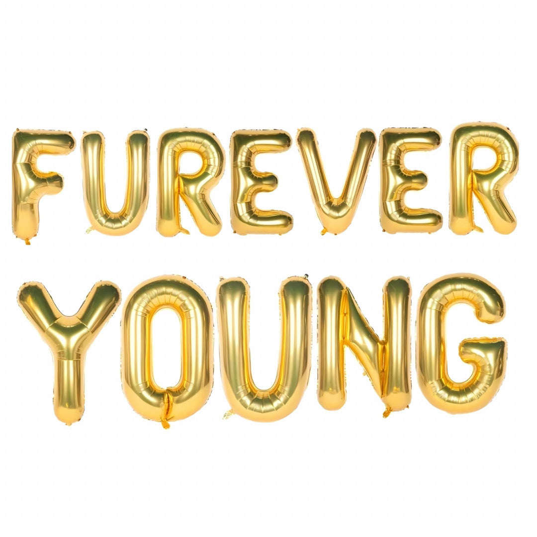 Furever Young Golden Foil Balloons